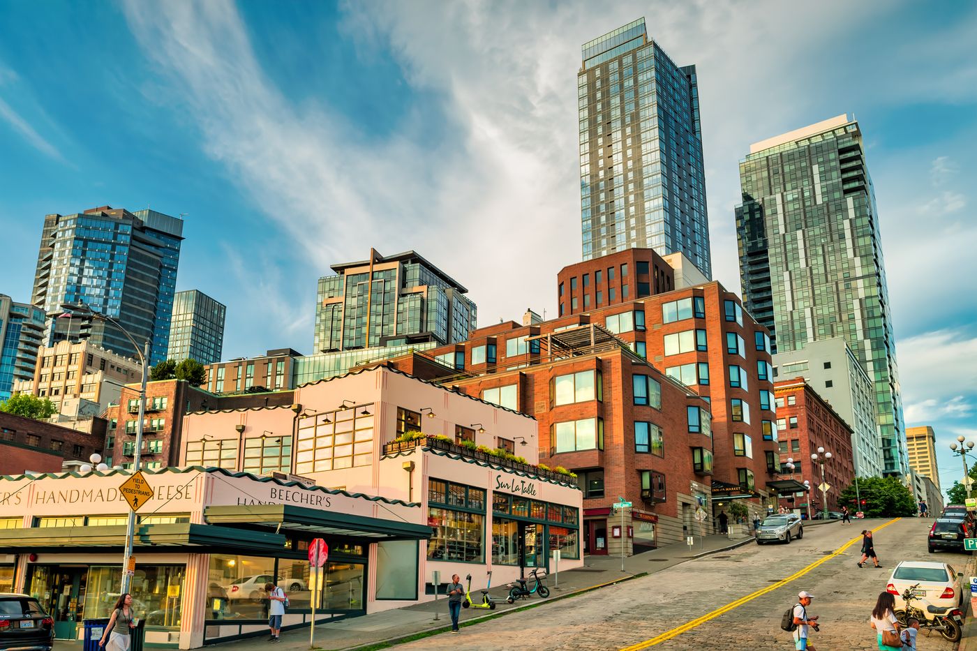 Downtown Seattle skyline at sunset