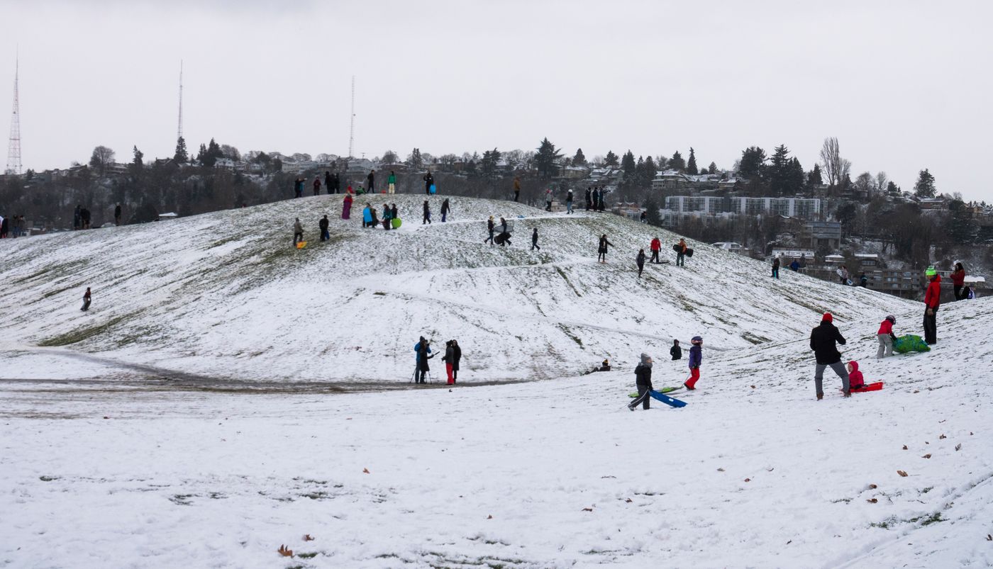 Gas Works Park in snow during winter