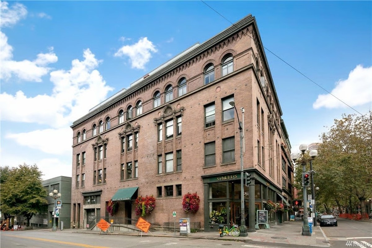 Jackson Square condos Pioneer Square Seattle — historic brick streetscape