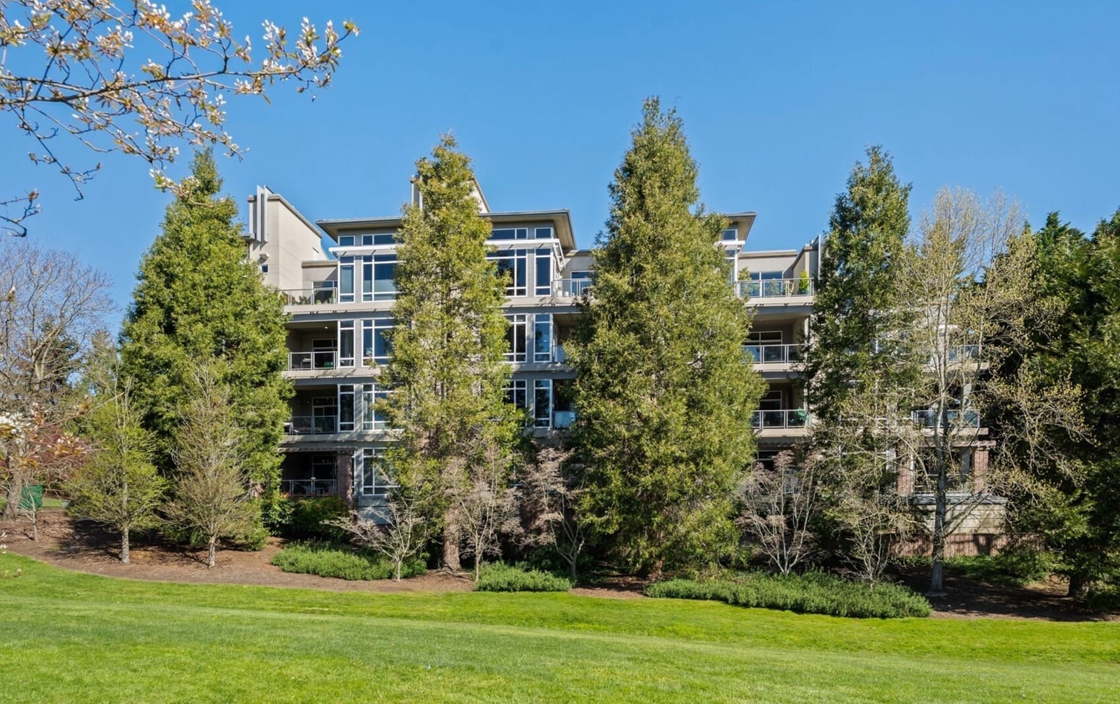 View from Mondrian residences toward Bellevue Downtown Park and the downtown skyline