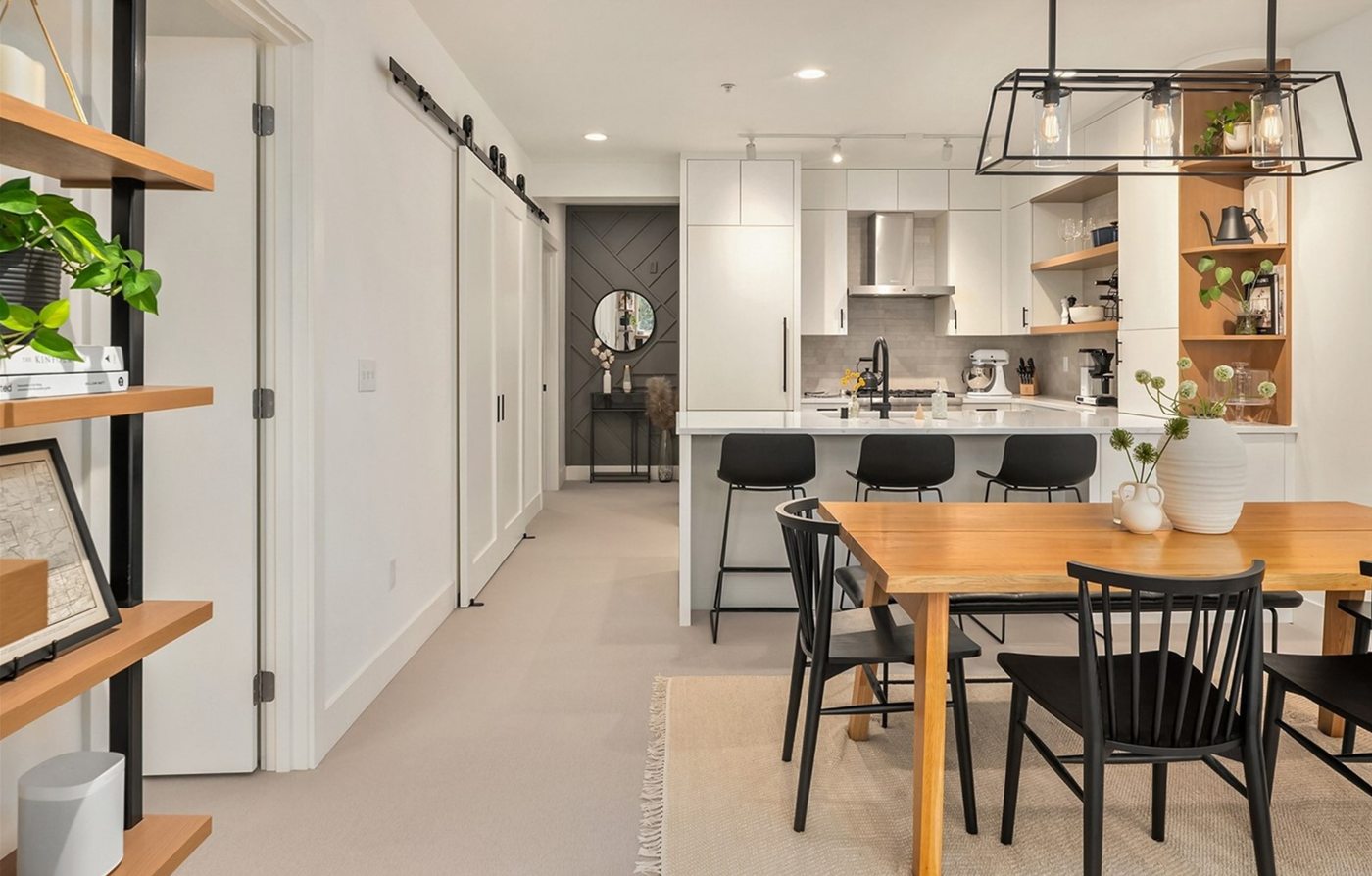Spa-inspired bathroom with heated tile floors and rain shower
